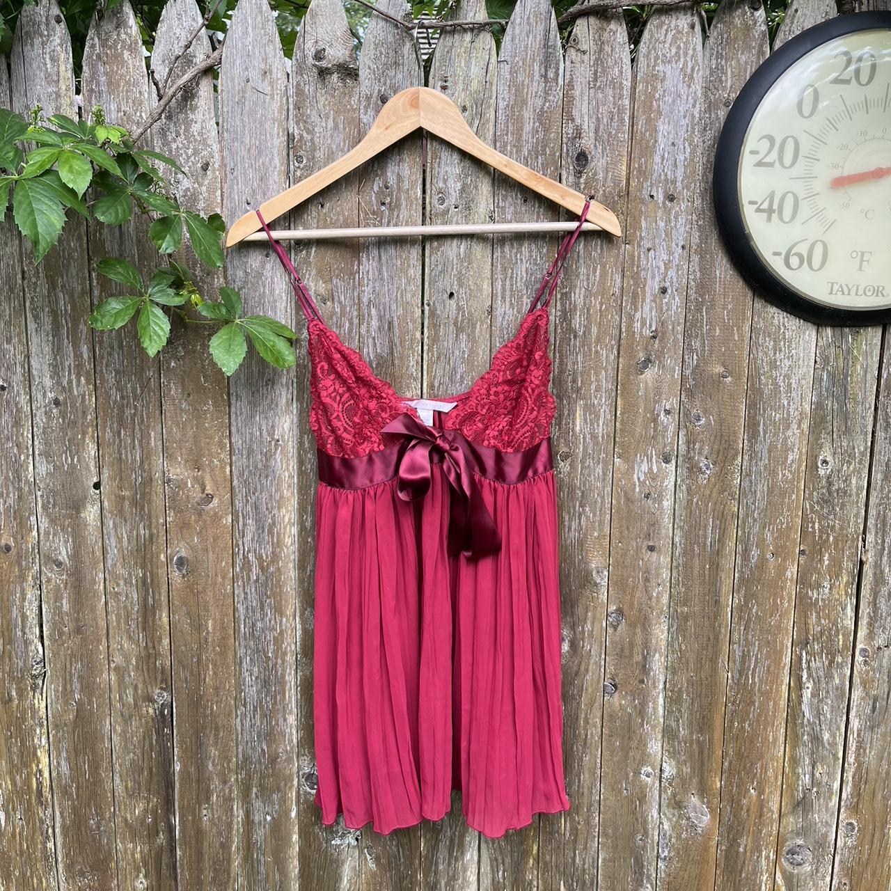 Victorias secret lace slip Red with ribbon... - Depop