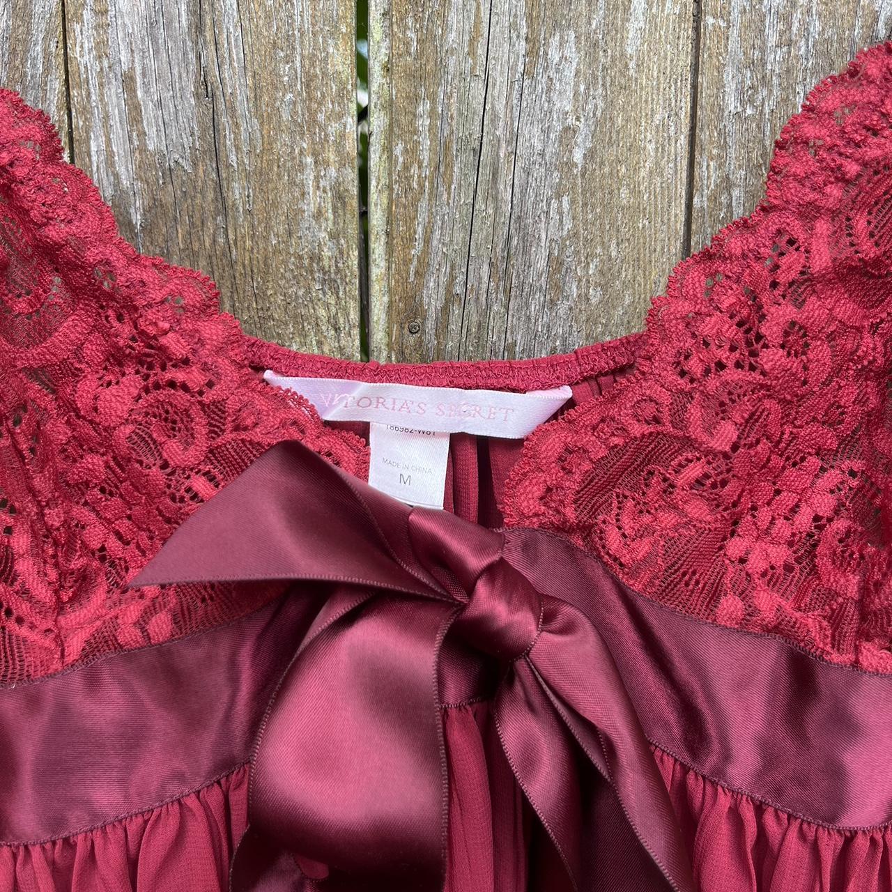 Victorias secret lace slip Red with ribbon... - Depop