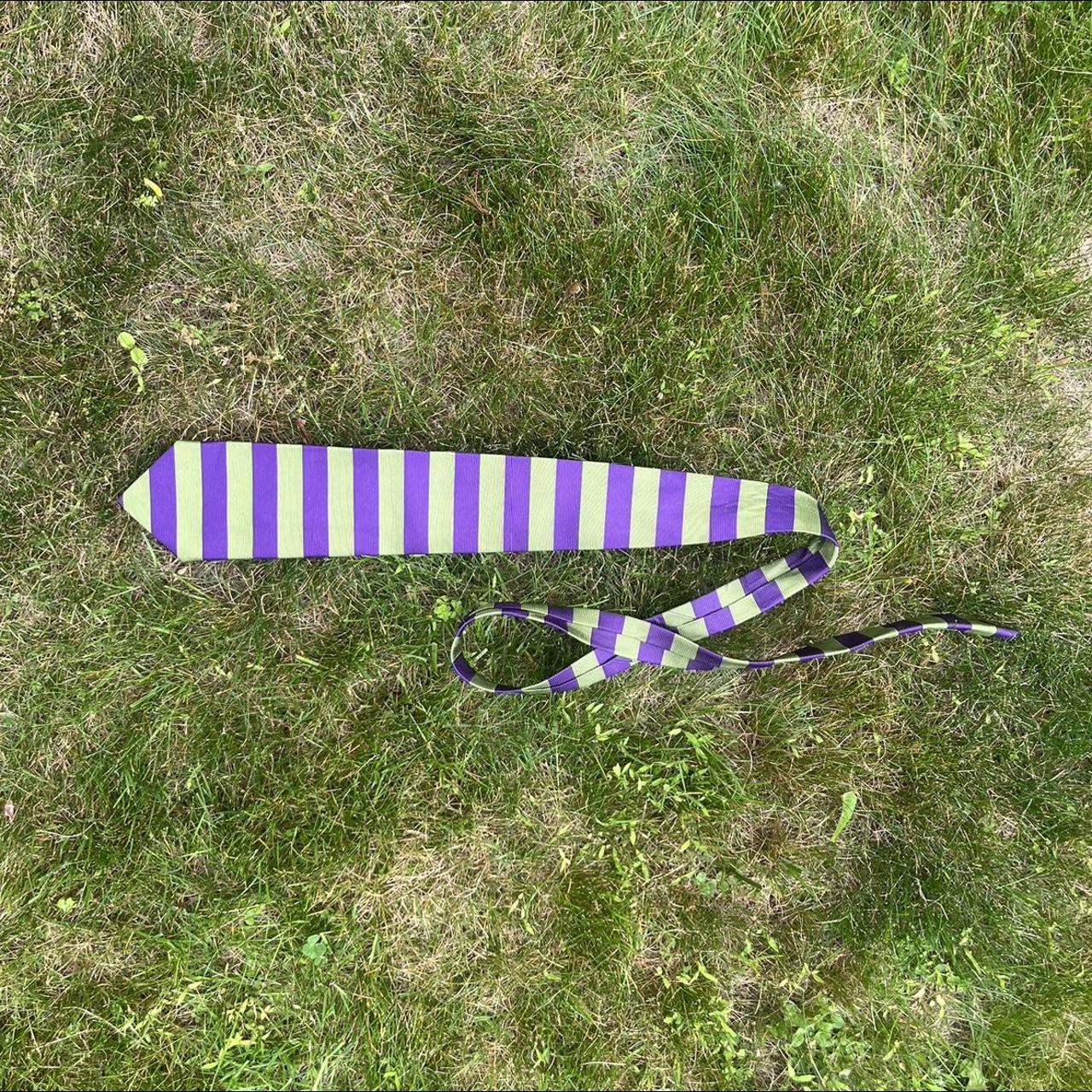 Purple and green striped tie One of my faves - Depop