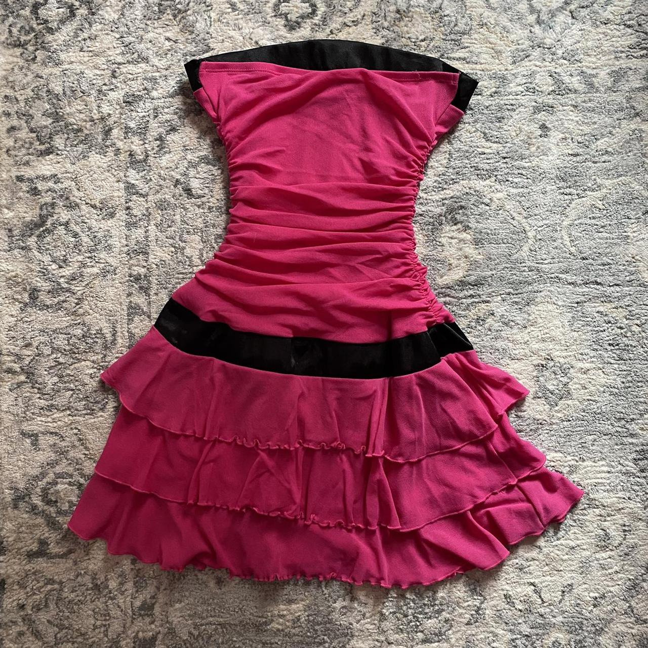 Women's Pink and Black Dress Depop