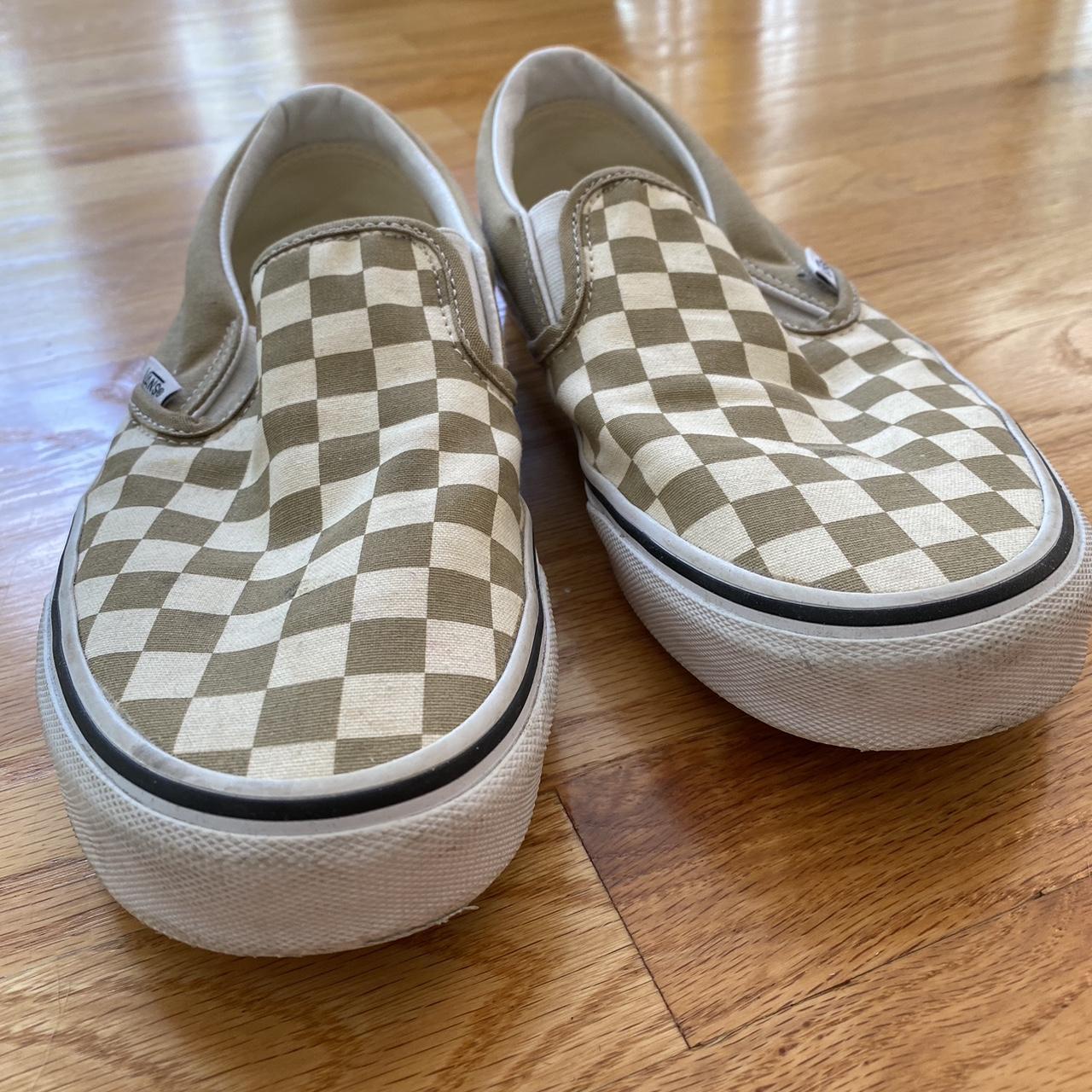 Tan checkered slide on vans used maybe 3 times in