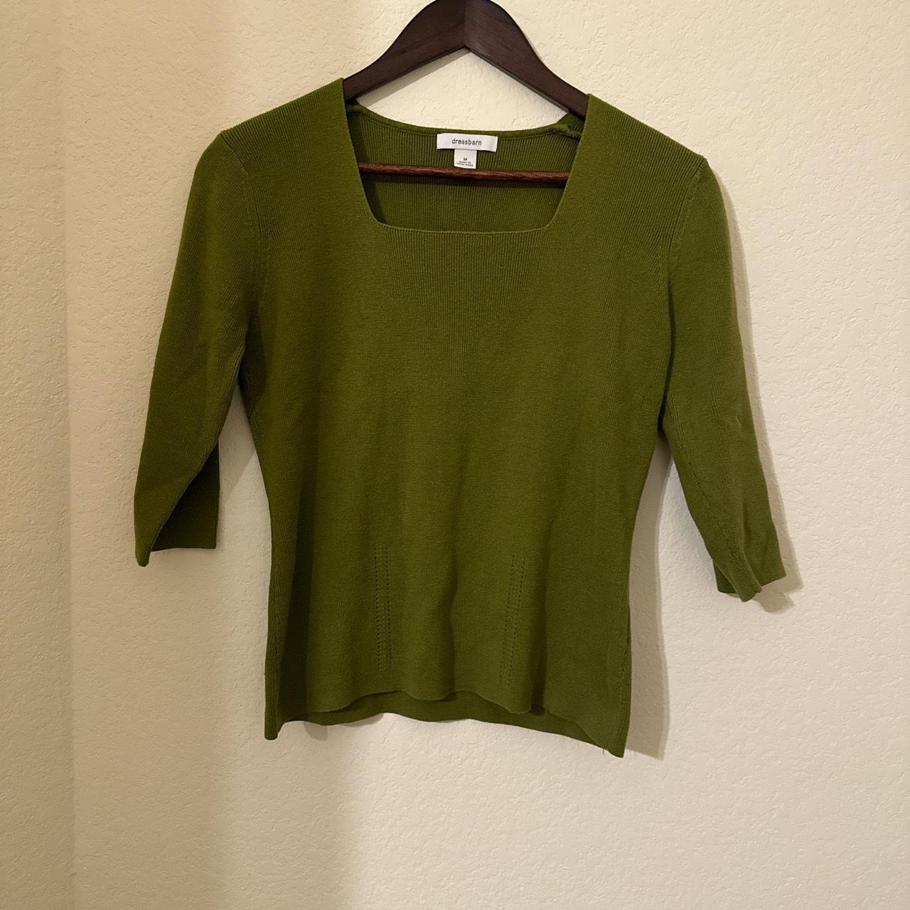 beautiful green, knit top! love the square neck on... - Depop