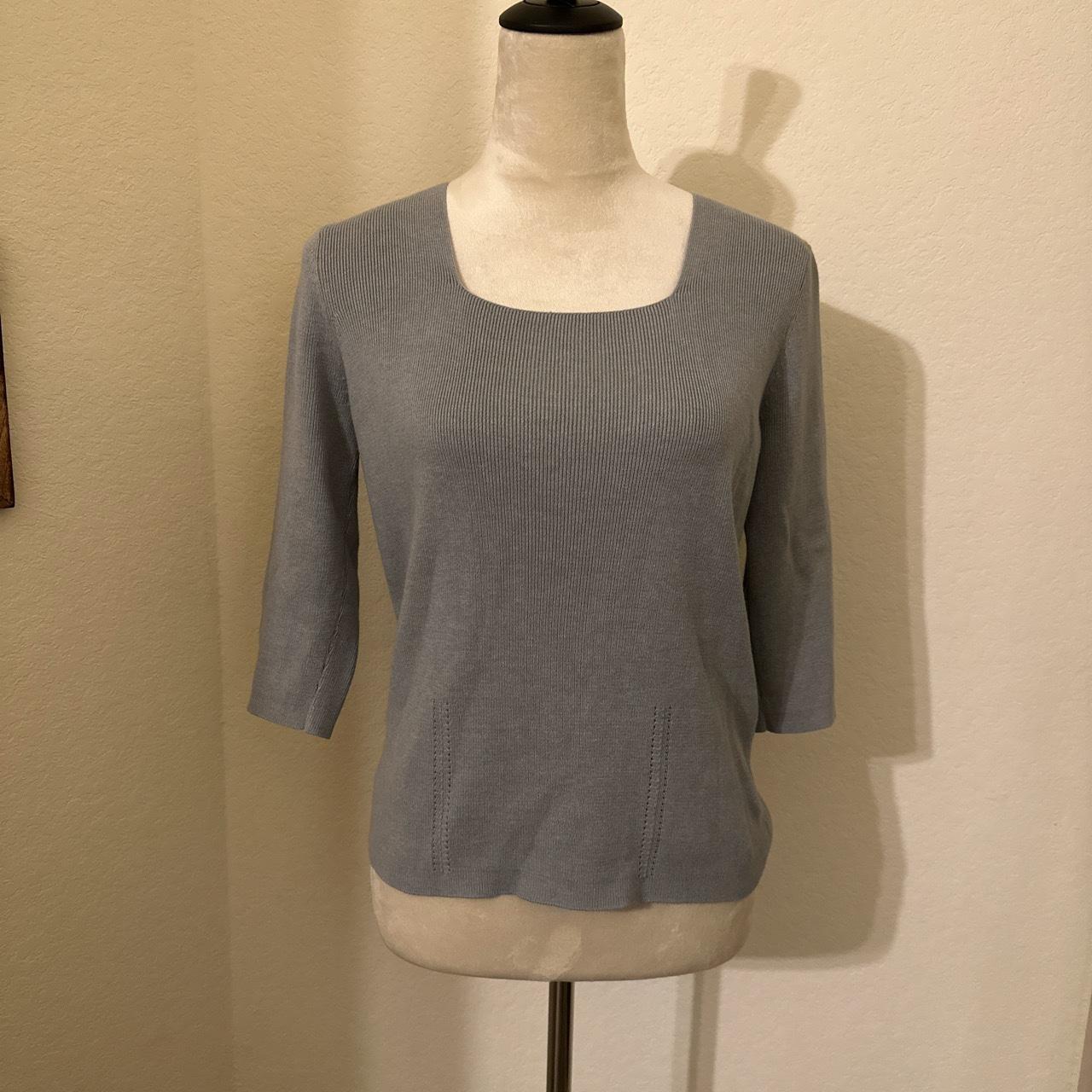 beautiful grey, square neck, knit top. a lovely... - Depop