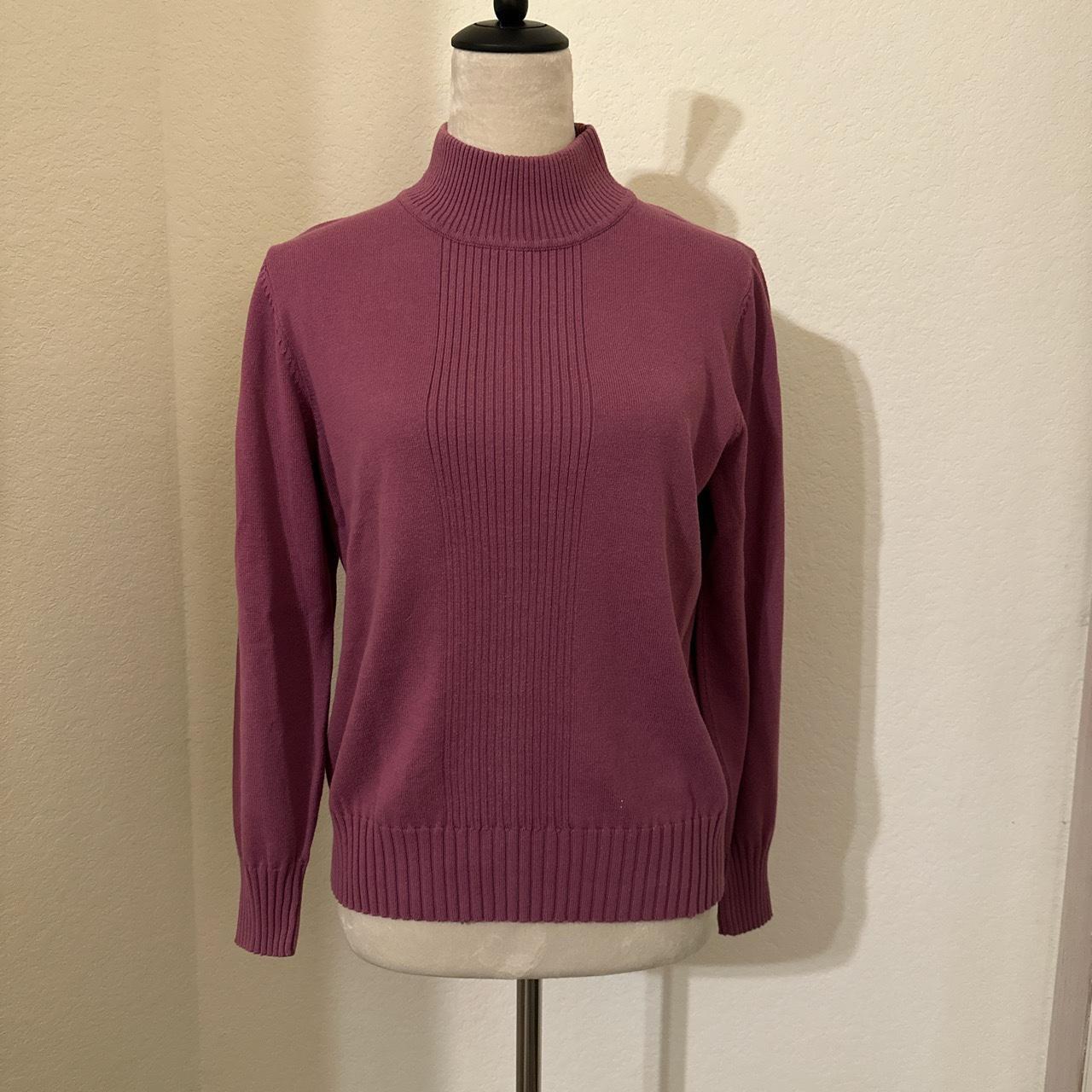 beautiful purple, mock turtleneck, knit sweater. in... - Depop