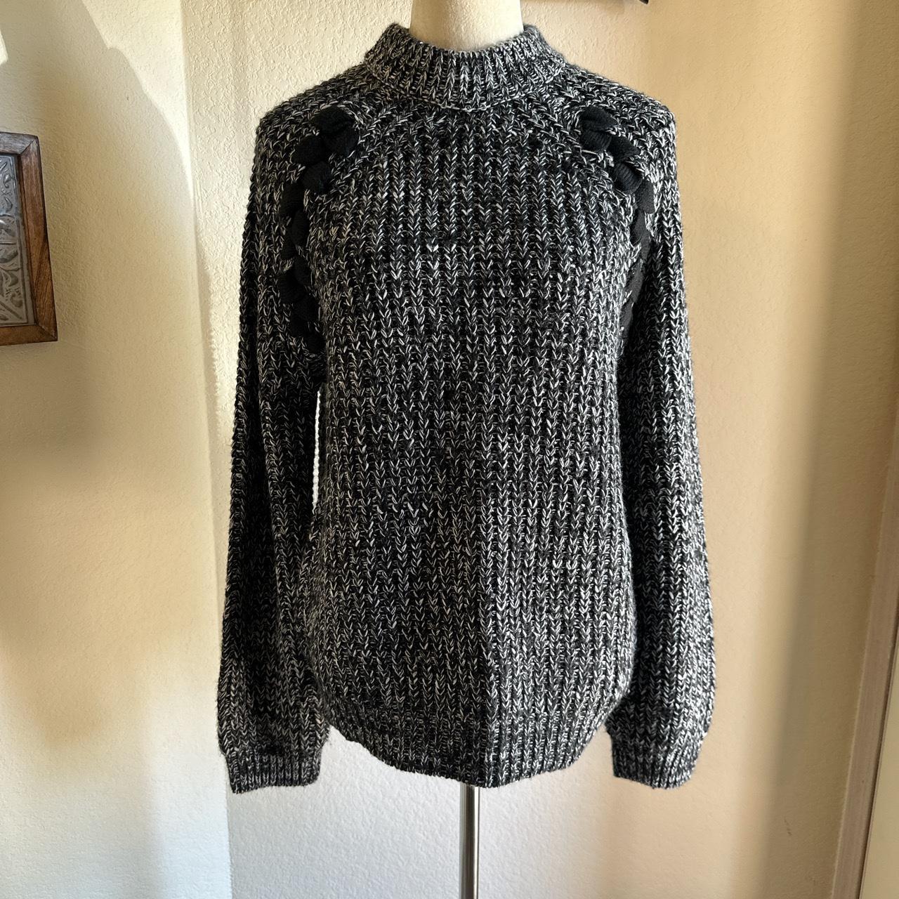 absolutely stunning black and white knit sweater.... - Depop