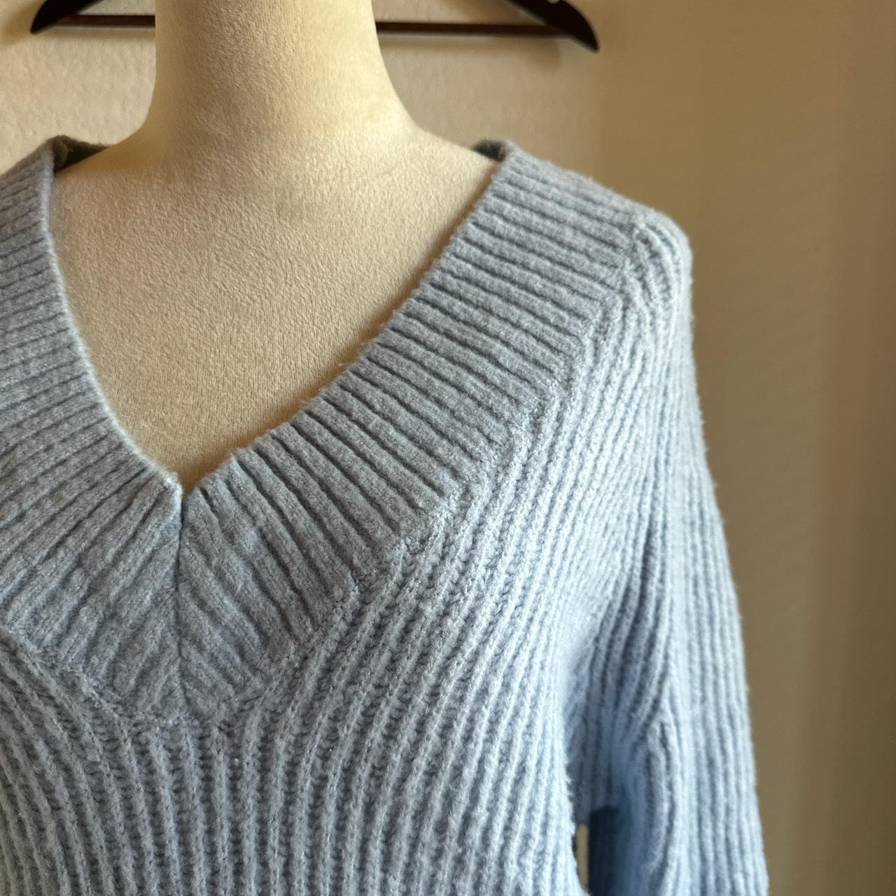 beautiful baby blue, fuzzy knit sweater! this... - Depop