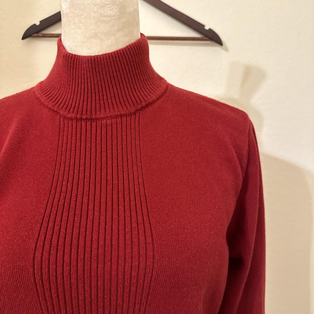 beautiful red, mock turtleneck top. love the ribbed... - Depop