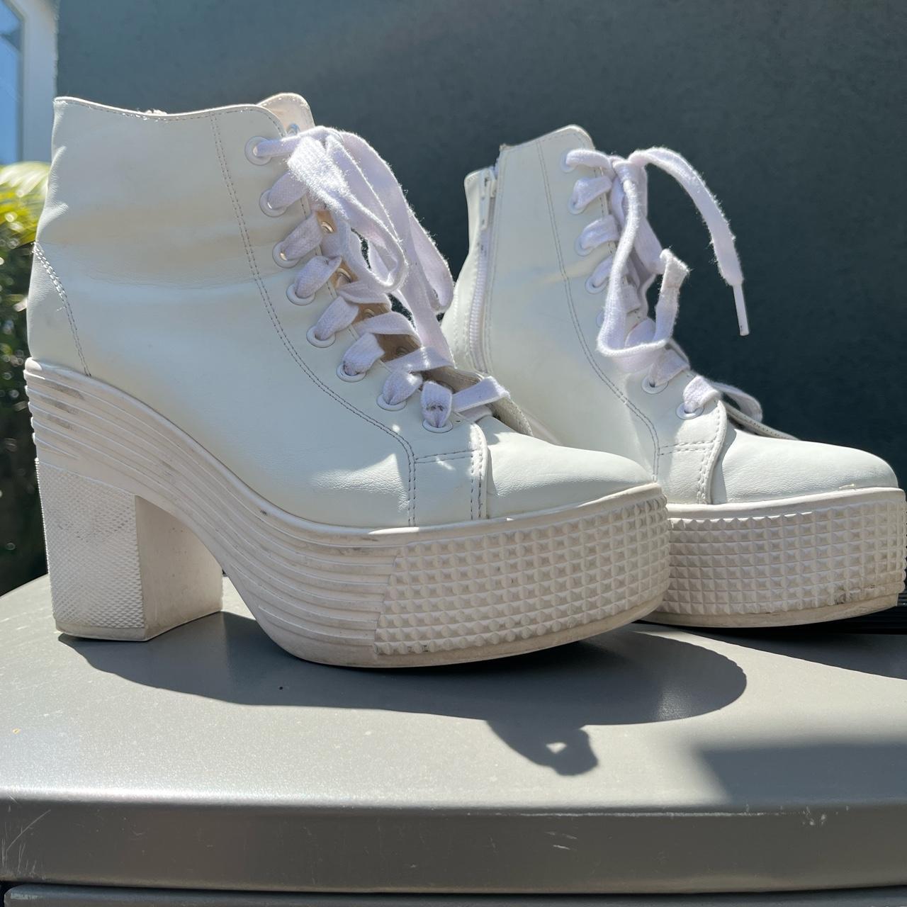 Jeffrey Campbell JC Play platform heeled white... - Depop