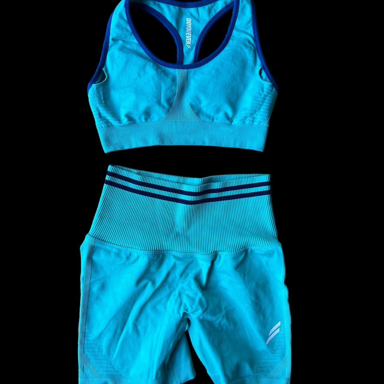 Do You Even blue workout set - scrunch shorts - size - Depop