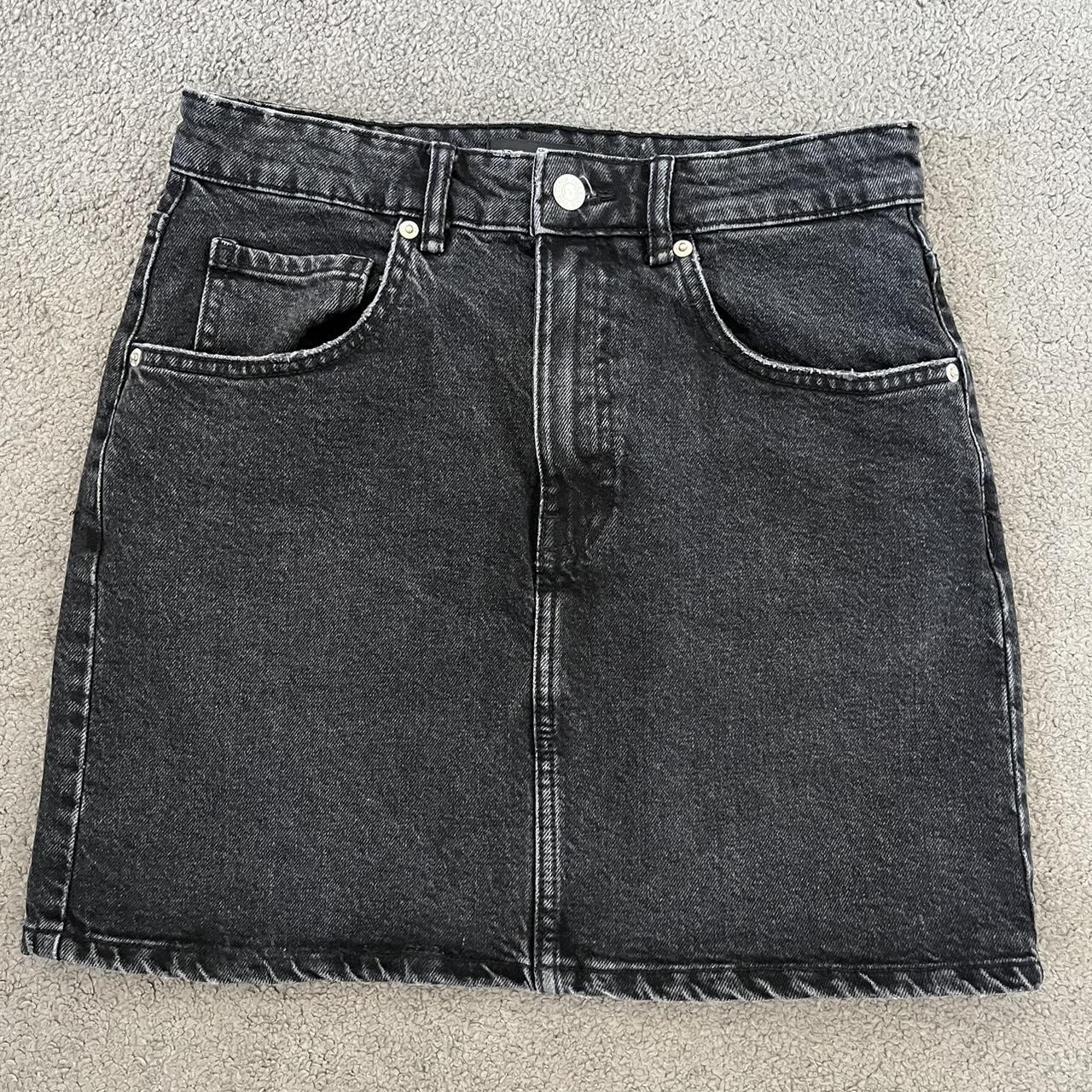 Black Zara denim skirt Worn once for literally an... - Depop