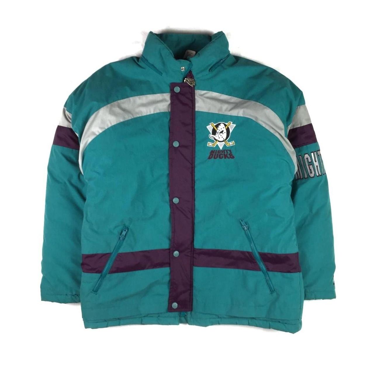 Vintage NHL ANAHEIM DUCKS turquoise Puffer Jacket... - Depop