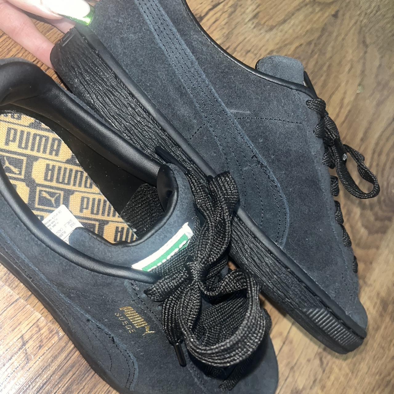 mens black leather puma trainers