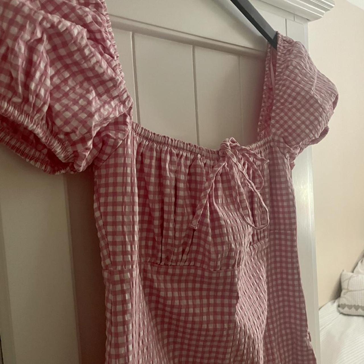 Zara pink and white gingham dress Size Small Hardly... Depop
