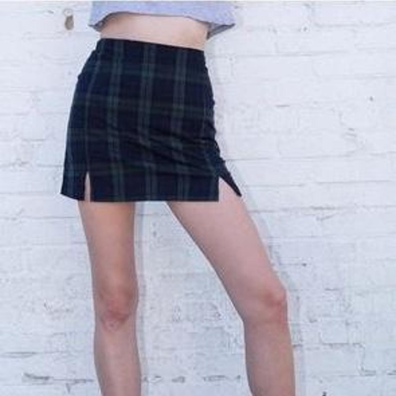 Brandy Melville // green plaid Cara skirt, one size.... Depop