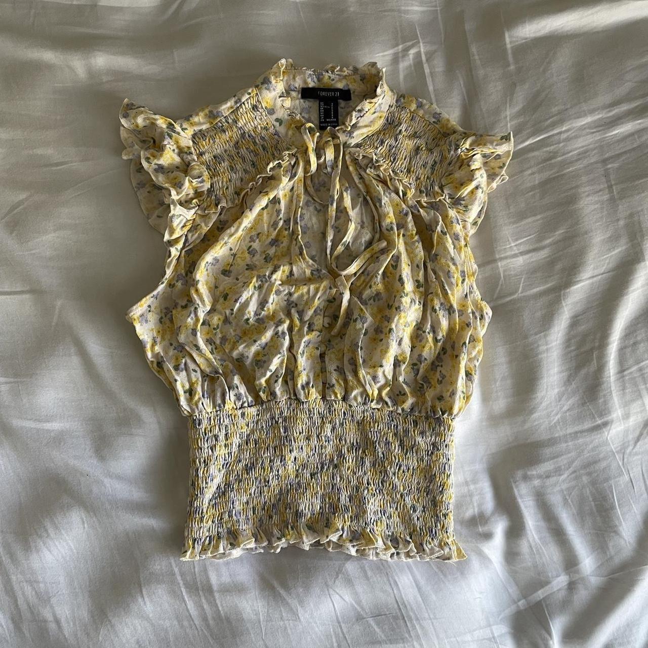 Forever 21, Tops, Cottage Core Yellow Top Size Medium