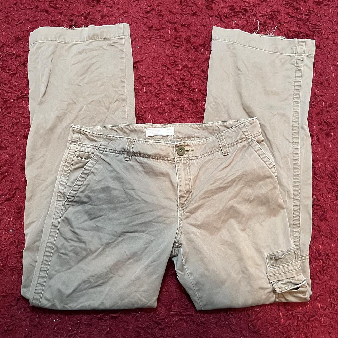 Y2k old navy midrise khaki cargo pants, pretty wide... Depop