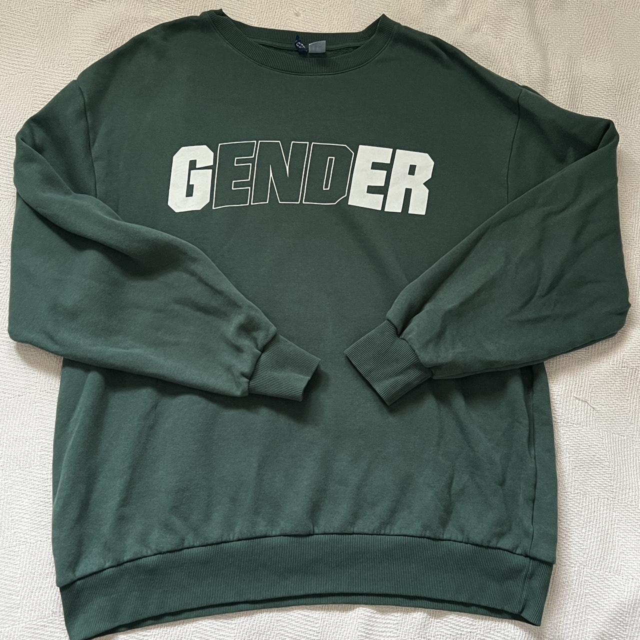 h m divided gender g end er sweatshirt green size. Depop