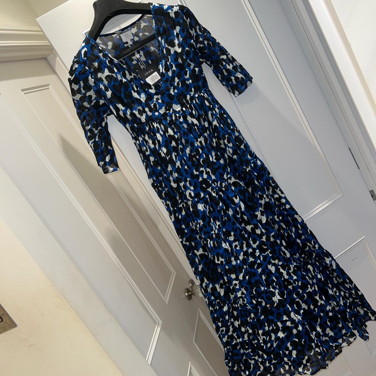 John Lewis blue leopard print dress Floaty summer... - Depop