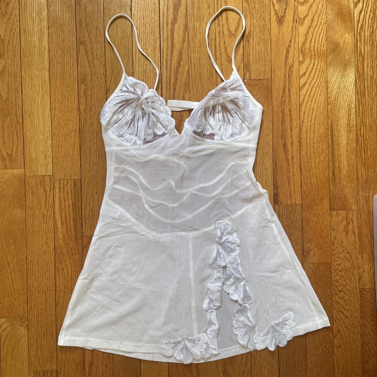 Marvel by la perla cream/white mesh and floral lace... - Depop