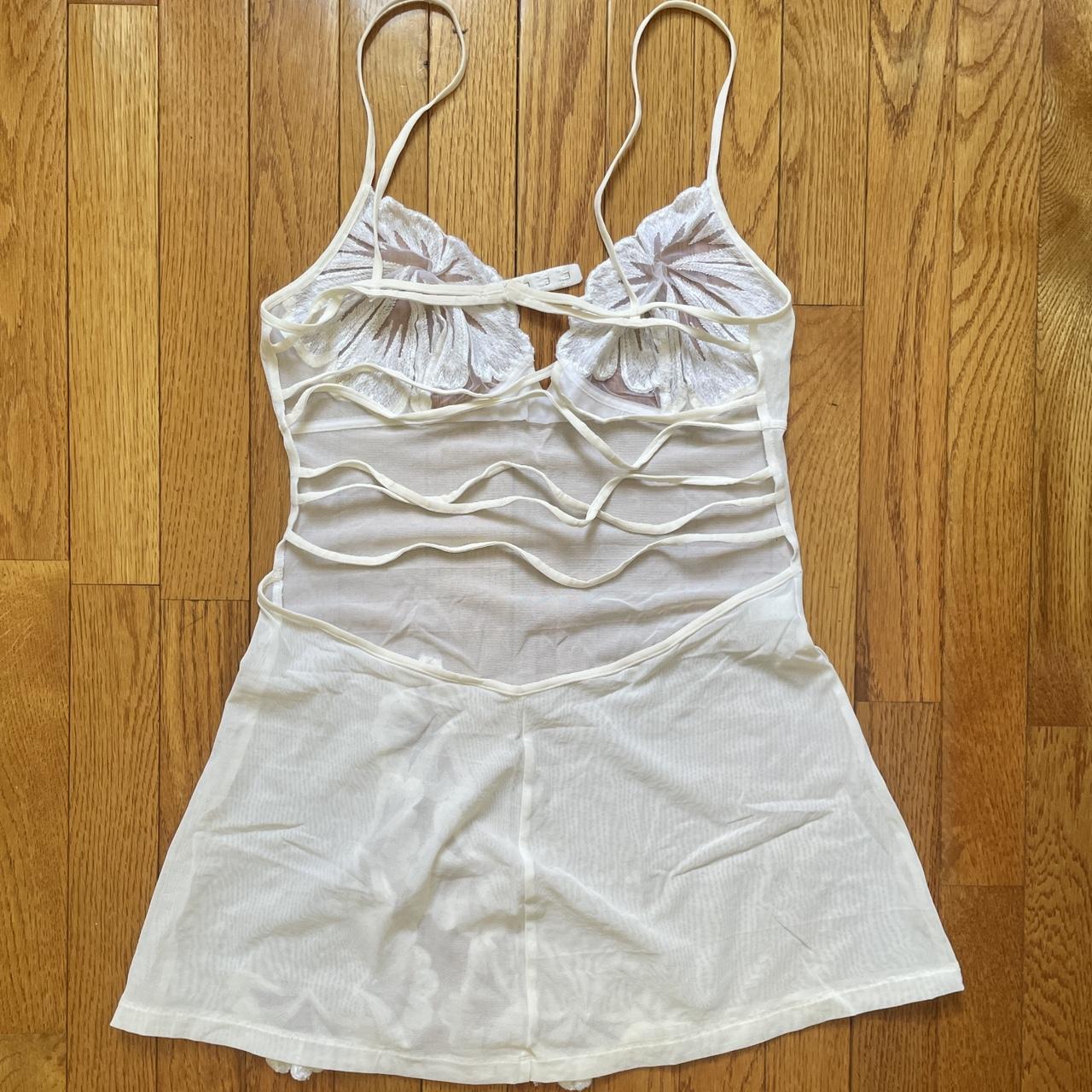 Marvel by la perla cream/white mesh and floral lace... - Depop