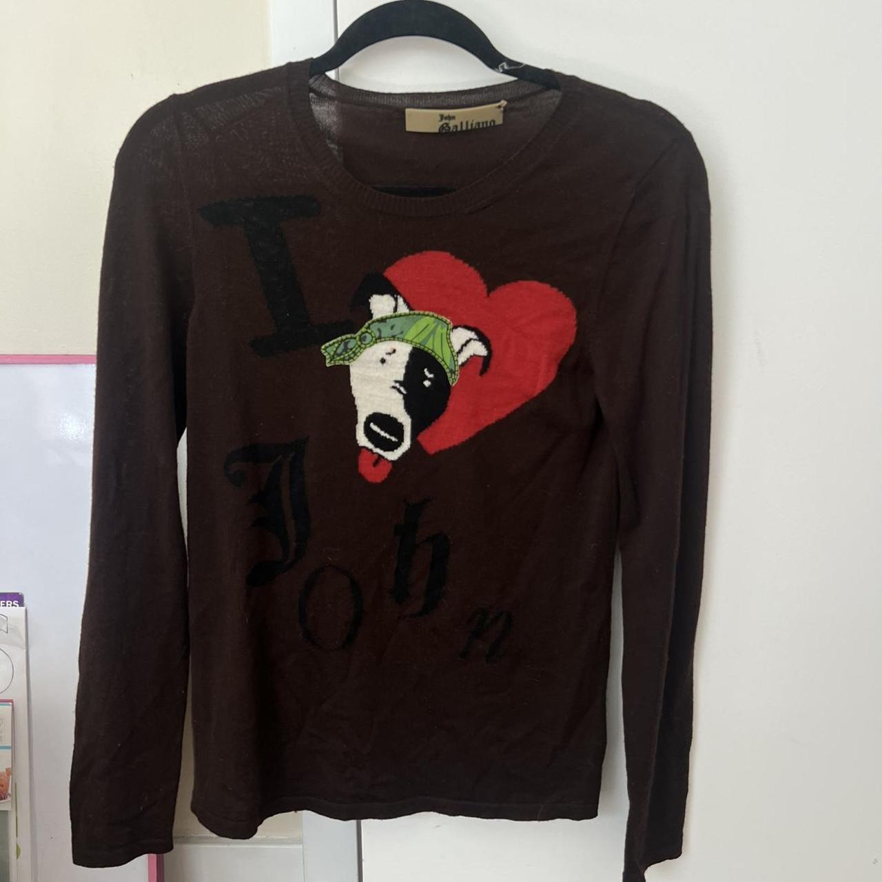 John Galliano brown dog sweater I heart John on the... - Depop