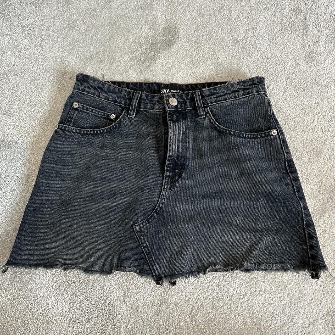 Black denim mini skirt zara best sale