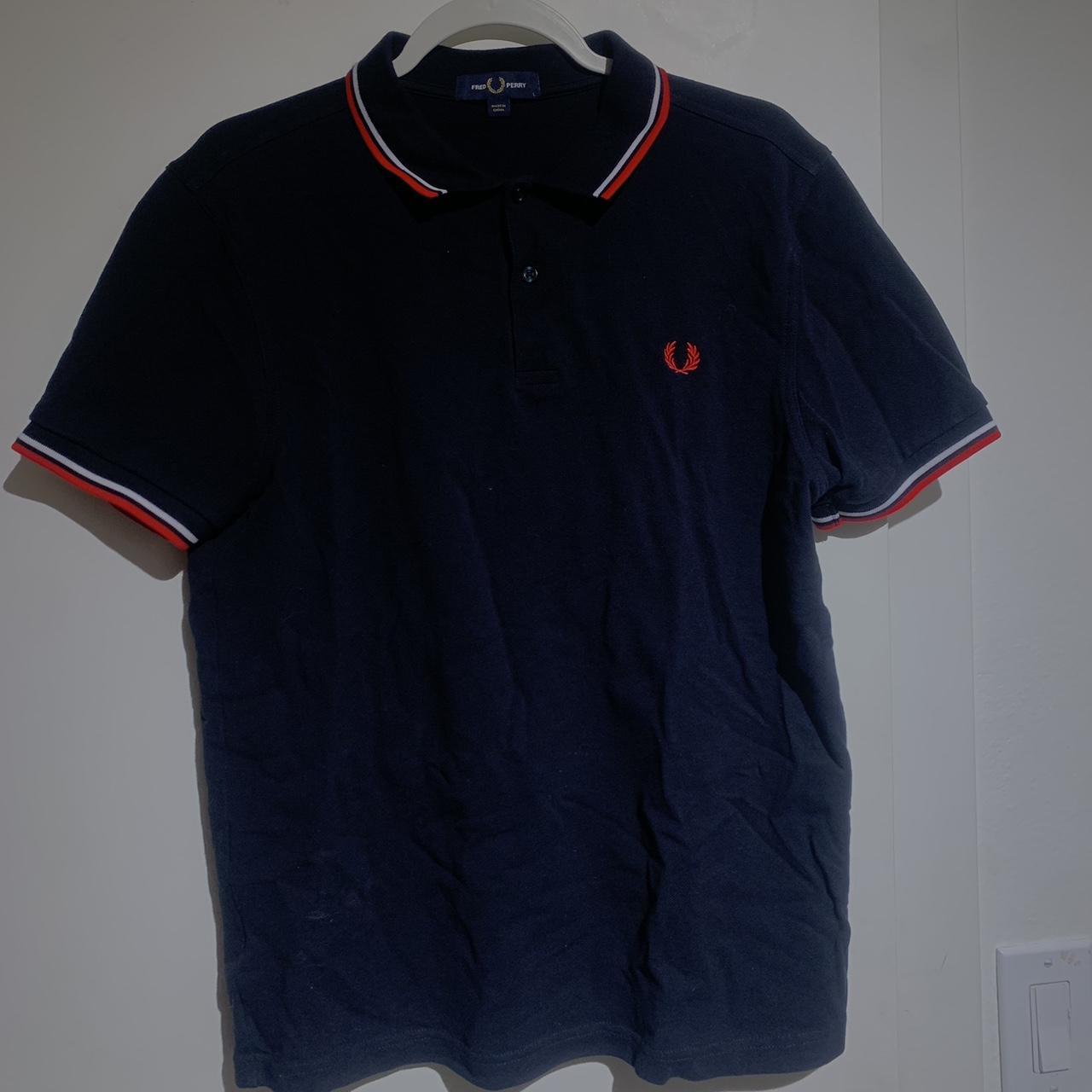 Fred Perry Men's Navy and Red Polo-shirts