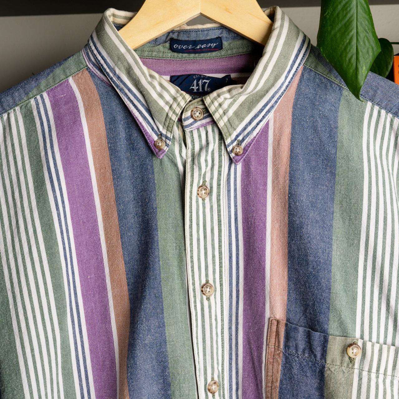 Vintage 90s Over Easy Van Heusen Striped Button... - Depop