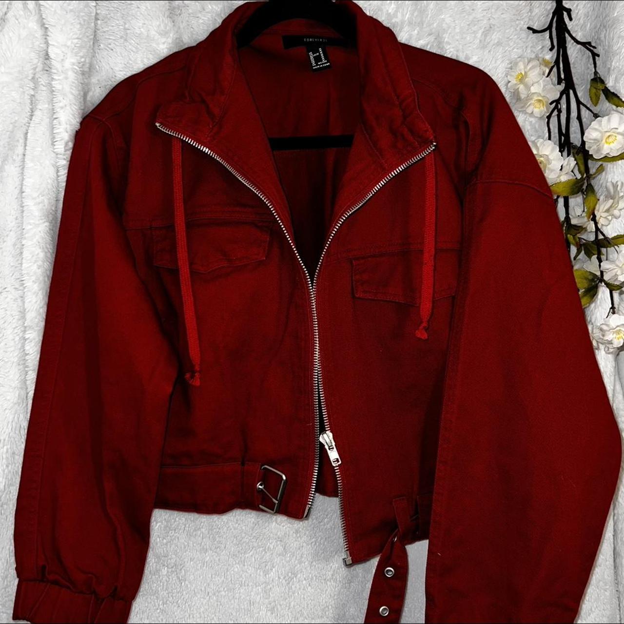 Forever 21 red denim jacket best sale