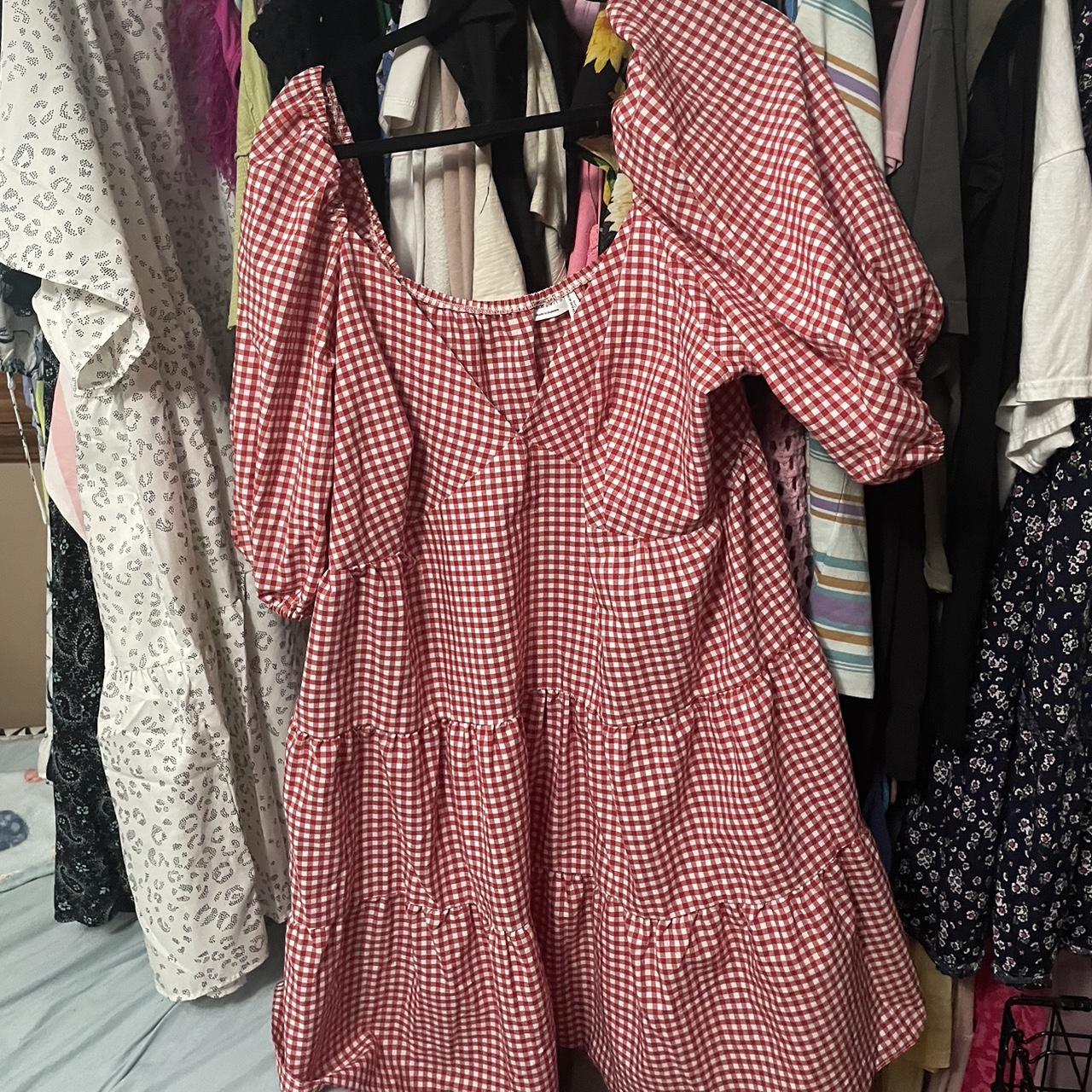 Asos Design Red Gingham Dress Size 20 Super Depop