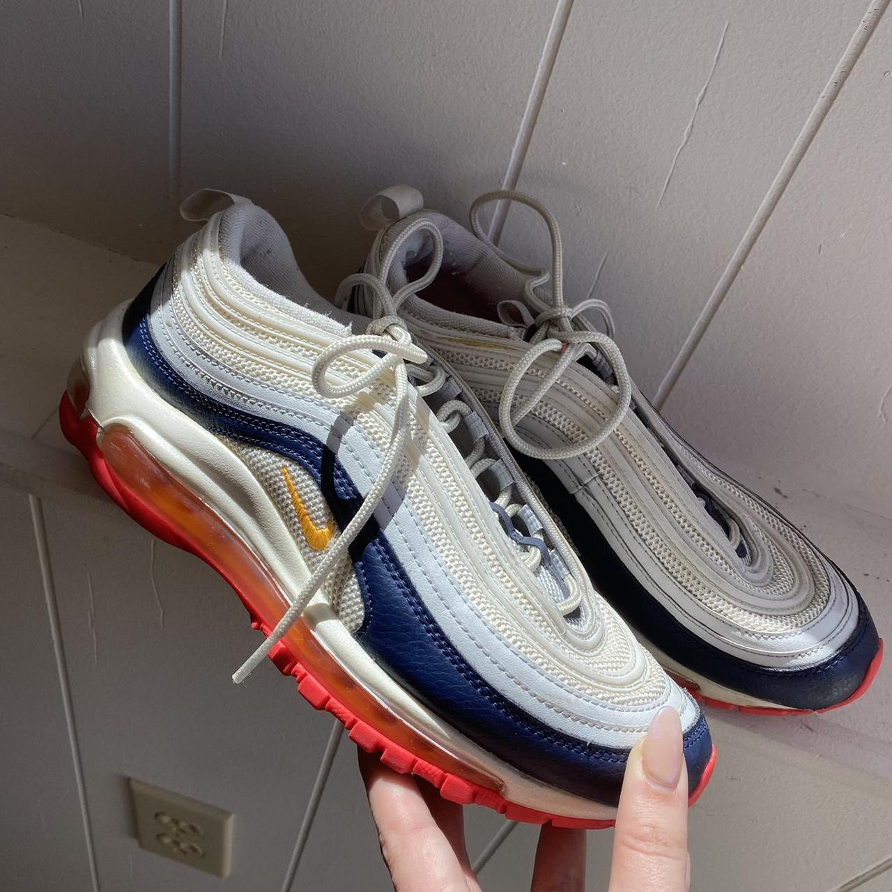 Nike air max 97 pure platinum/laser orange/midnight navy best sale