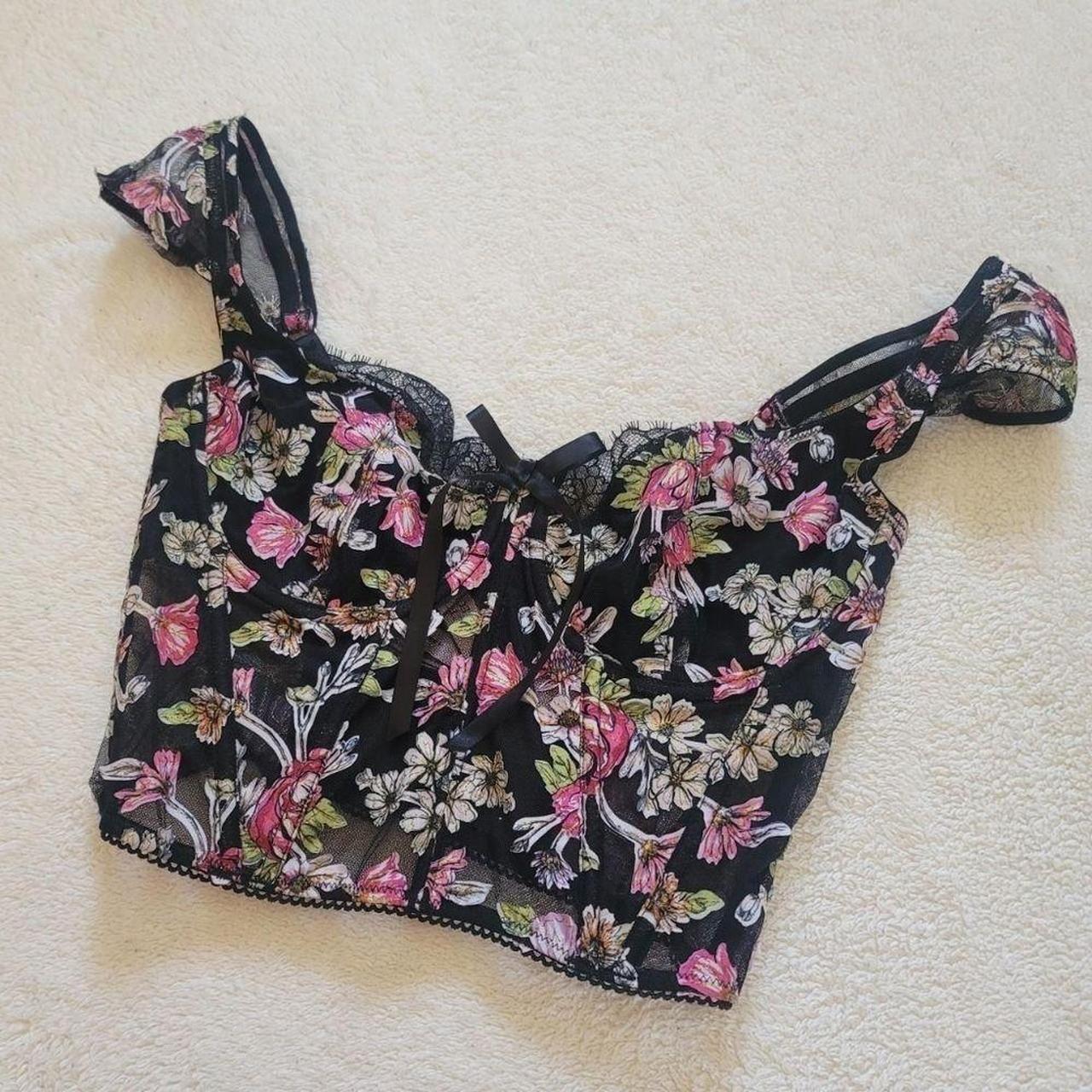 Victoria's Secretレア˚✧₊蝶ブラックCrop Top Buy Victoria's Secret Black Lace Shine Strap Corset Bra Top