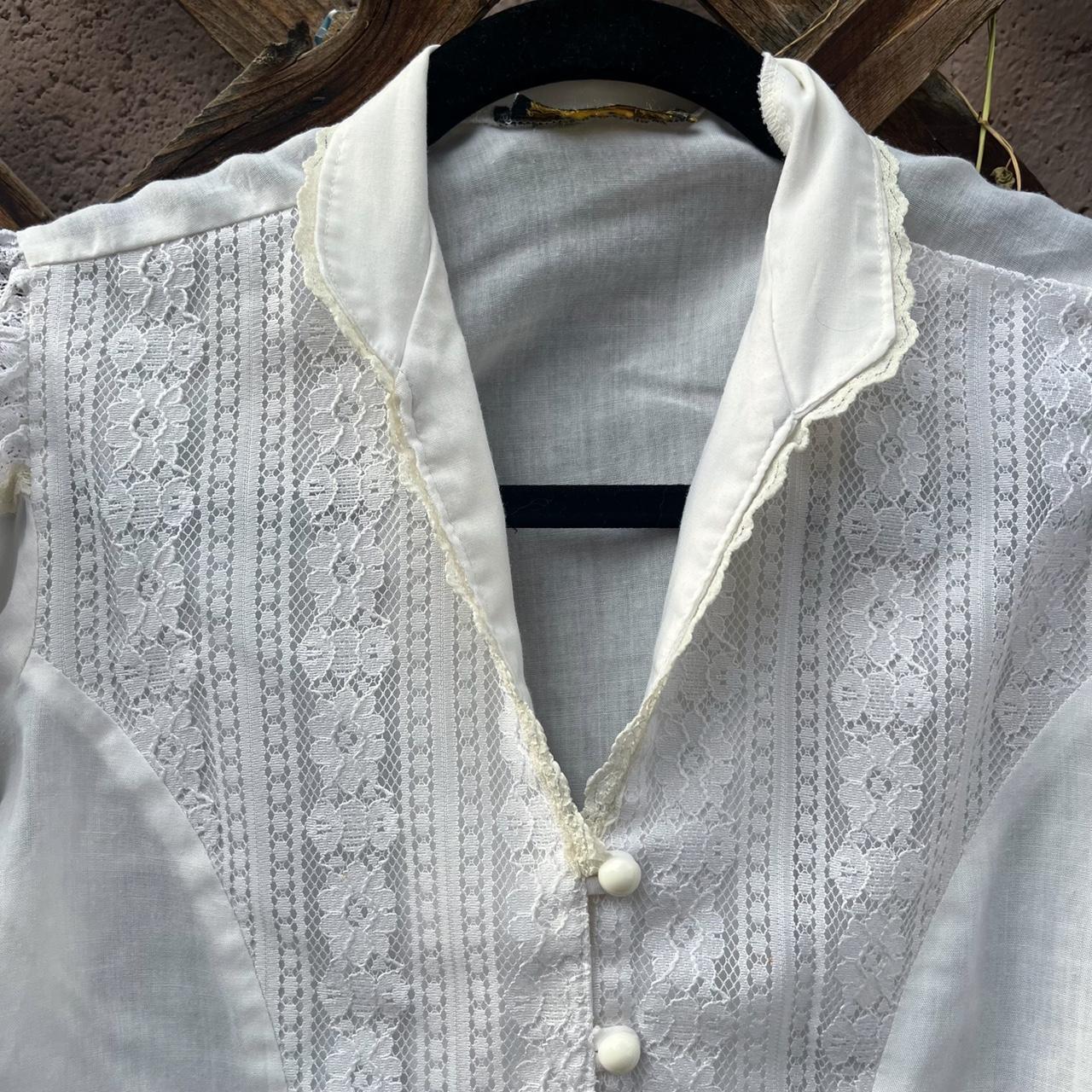 80s Prairie Blouse Vintage 80s ivory... - Depop