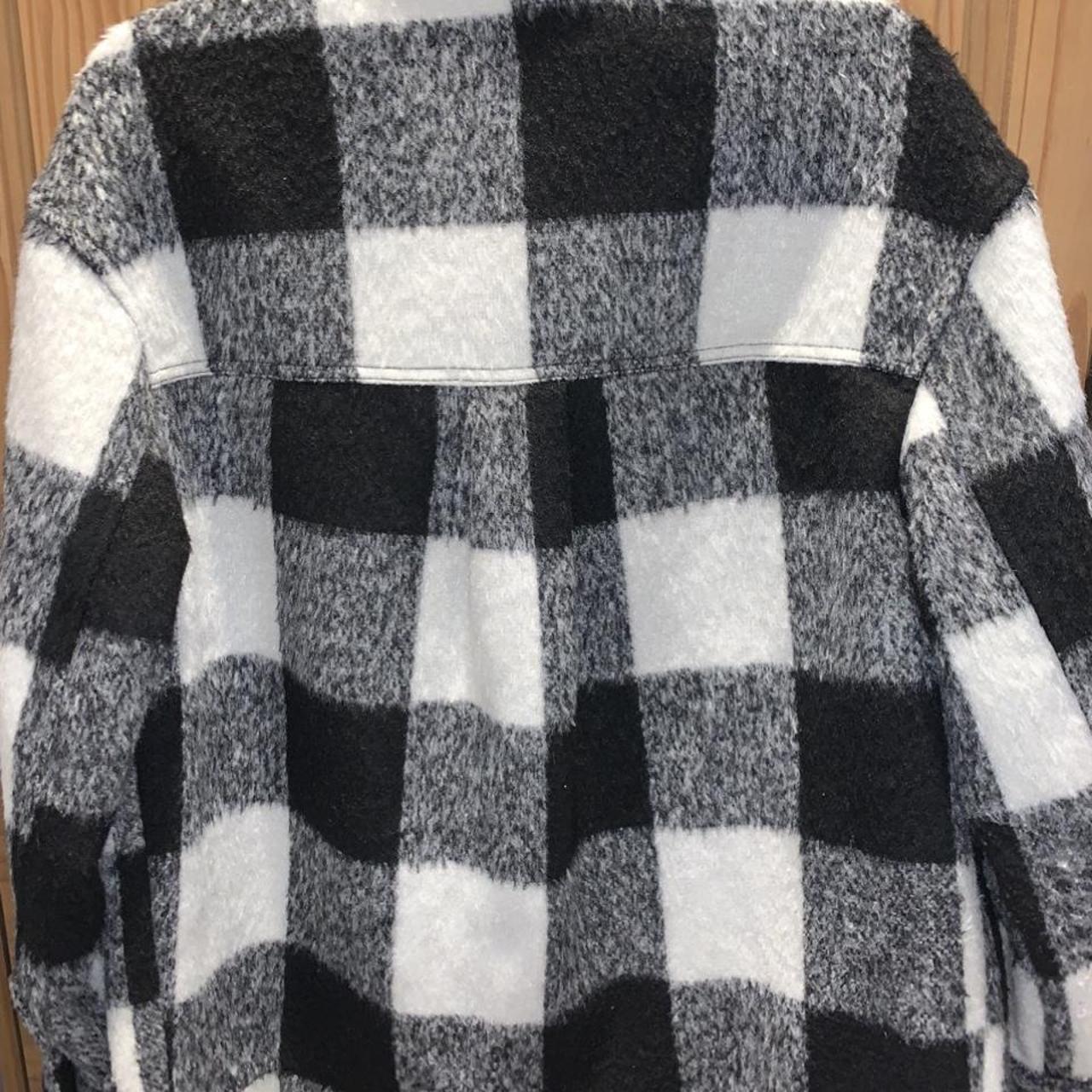Bershka check overshirt black and white Depop