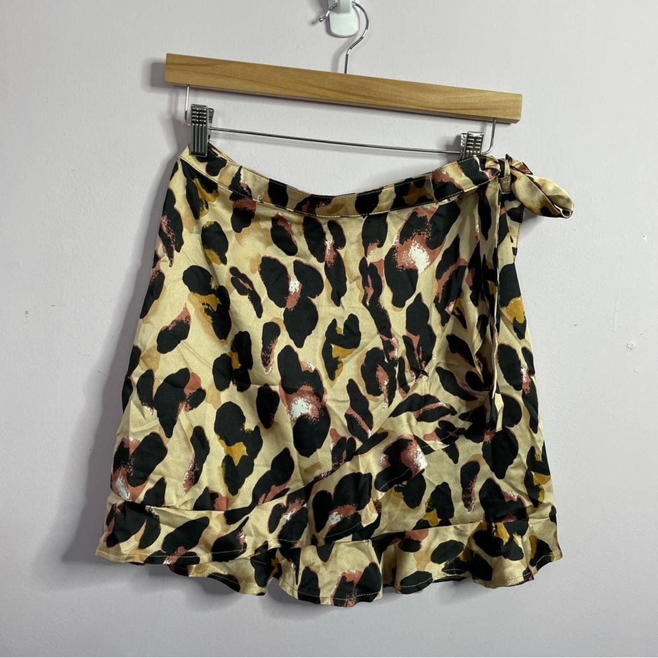 Leopard print wrap skirt size clearance 16