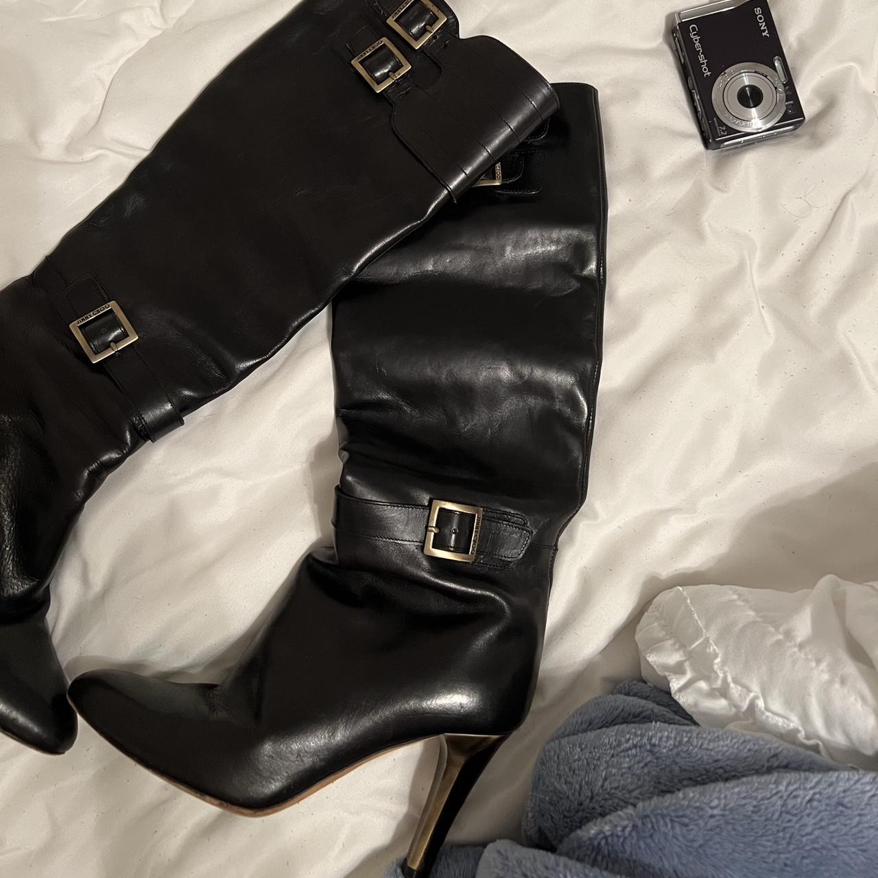 Jimmy Choo Leather Knee-High Buckle Boots • ... - Depop