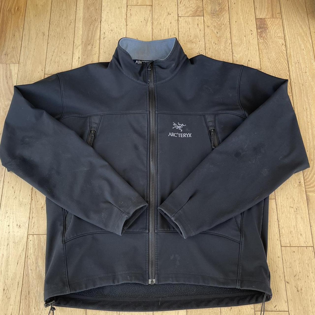 Vintage Arc’teryx jacket Black with white logo on... - Depop