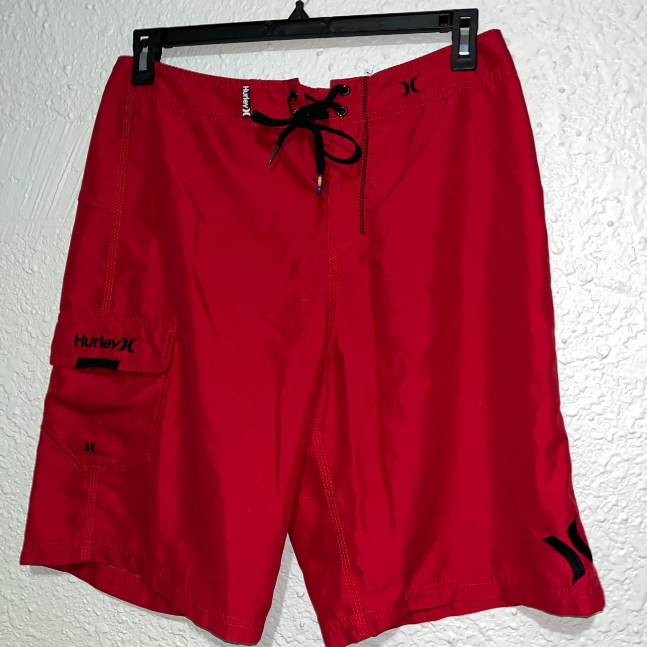 Hurley Mens board shorts great condition Red , with... - Depop