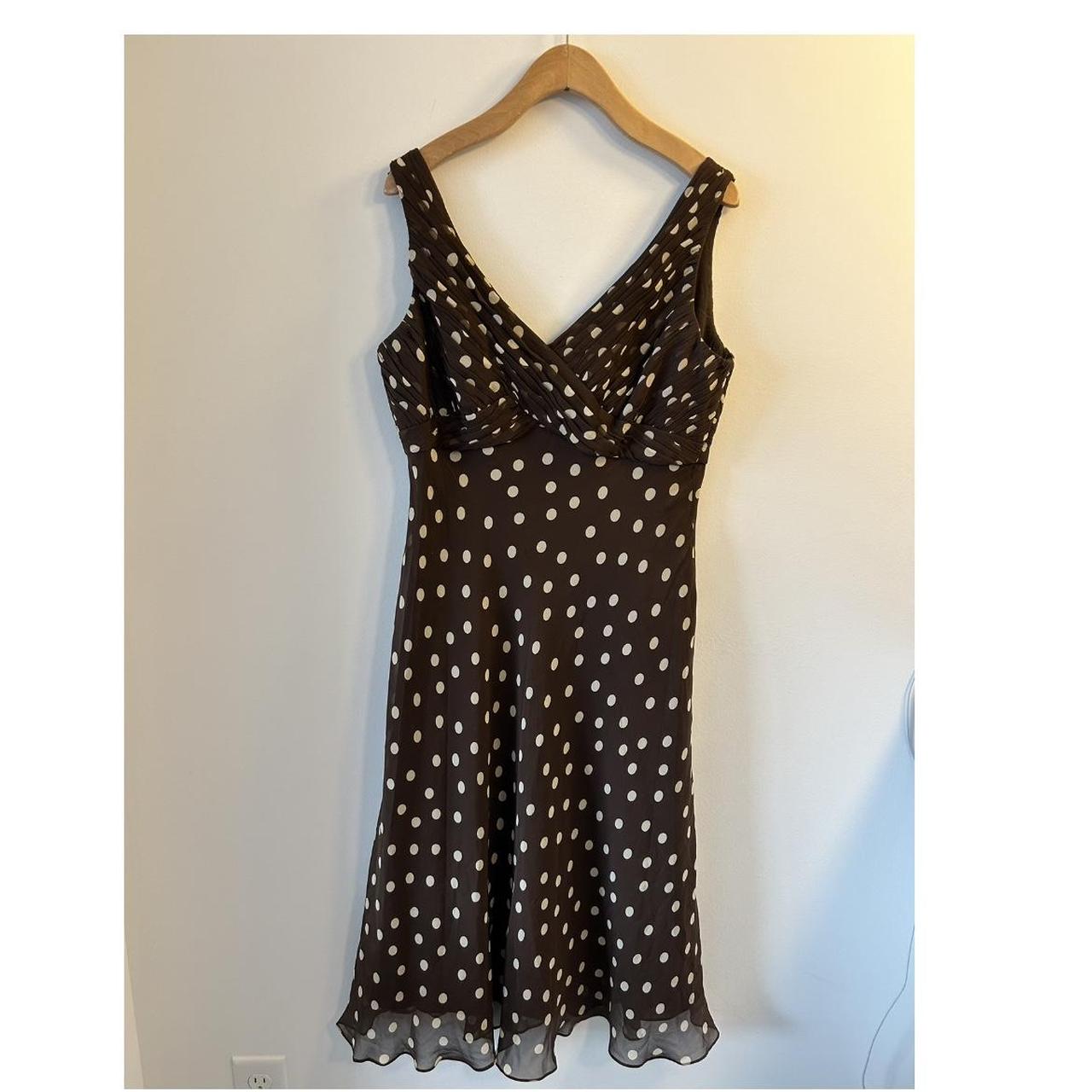 Vintage 90s Polka Dot Midi Sundress Brown Cream