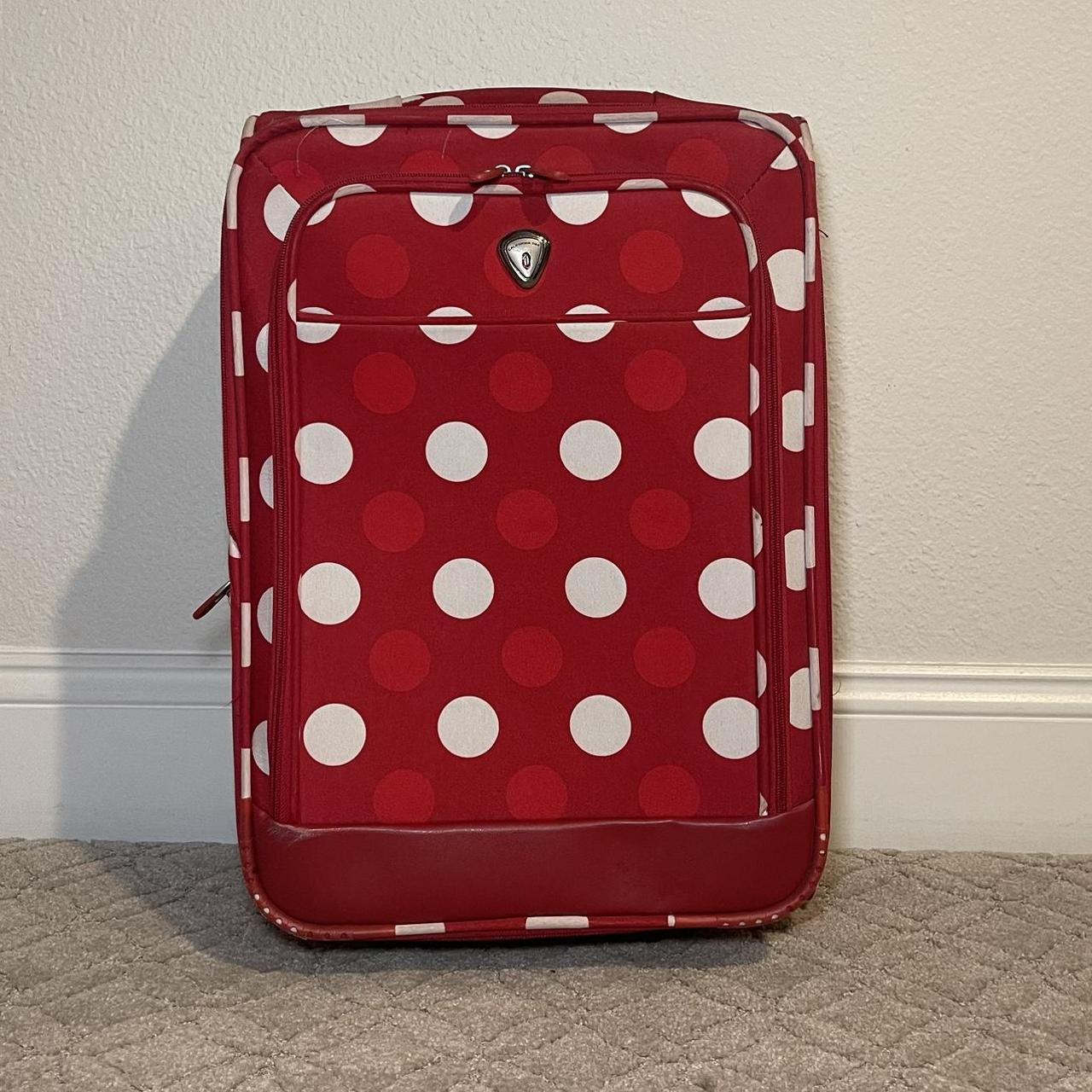 Red White Polka Dot Carry on Suitcase. California