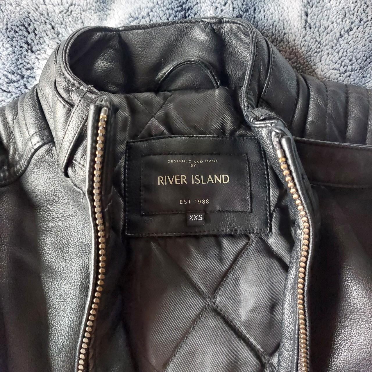 River Island men's faux leather jacket in size xxs... - Depop