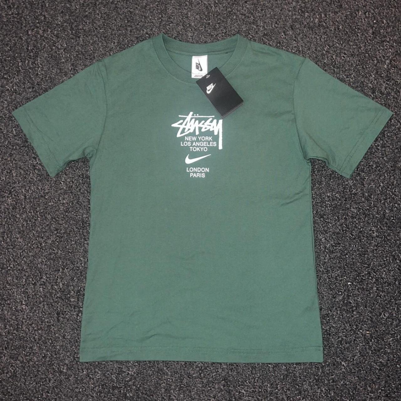 nike x stussy green t shirt