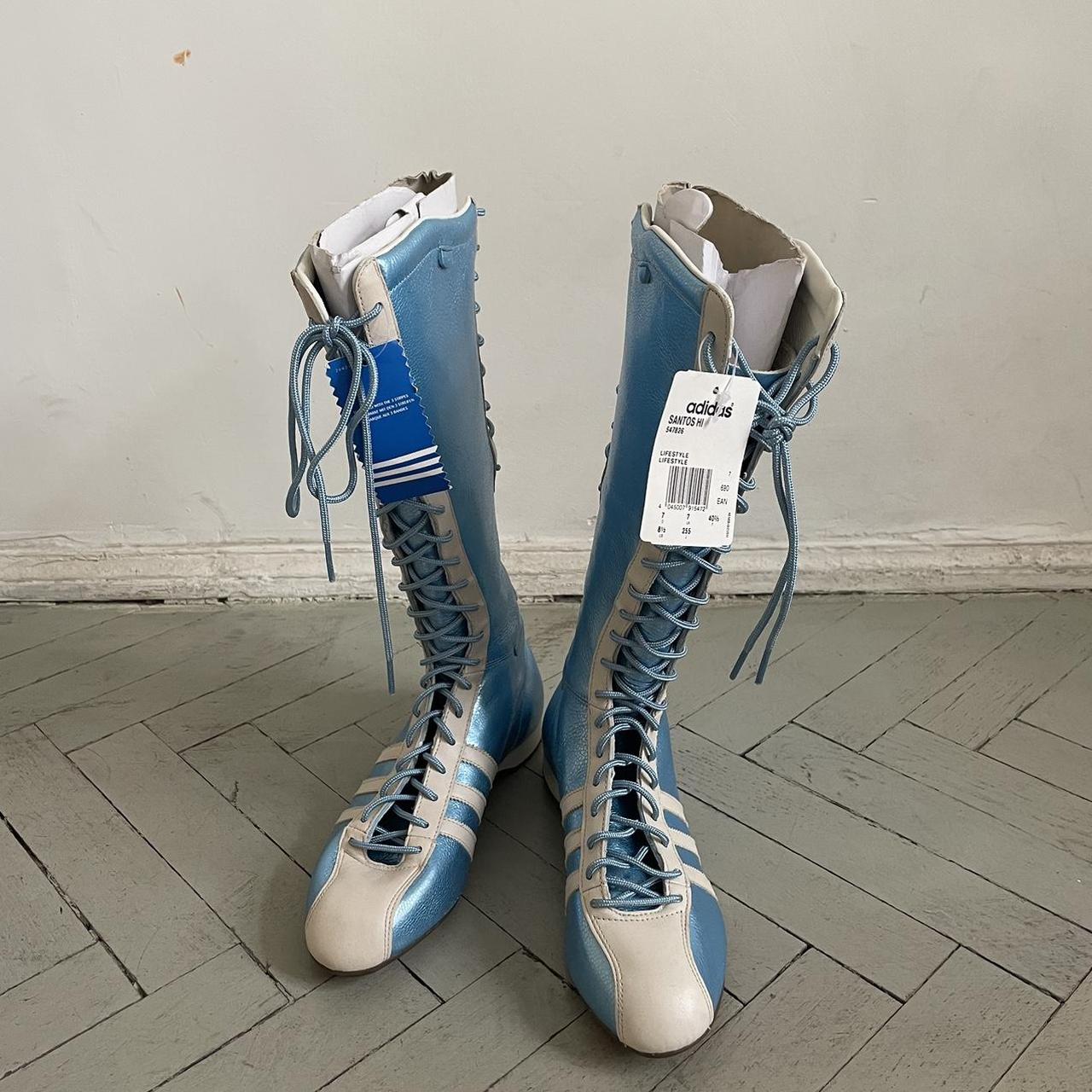 Vintage Adidas Santos Leather Boots Boxing Knee High... Depop