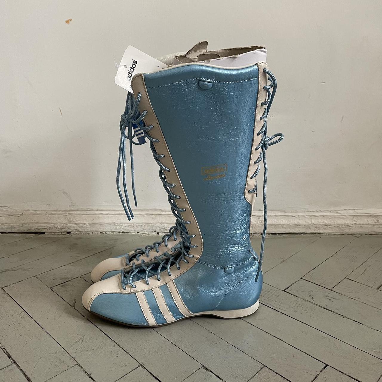 Vintage Adidas Santos Leather Boots Boxing Knee High... - Depop