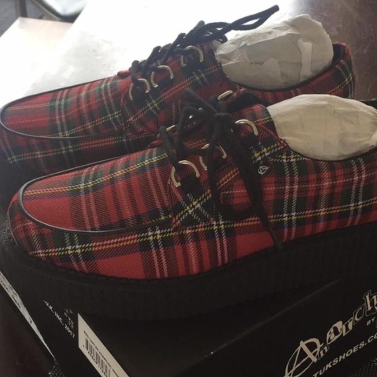  T.U.K. Shoes T2264 Unisex-Adult Creepers, Red Tartan Anarchic  Creeper - US: Mens 4 / Womens 6 / Red/Fabric