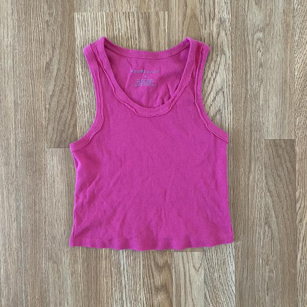 Eye Candy Tank Top Hot pink cropped tank with... - Depop