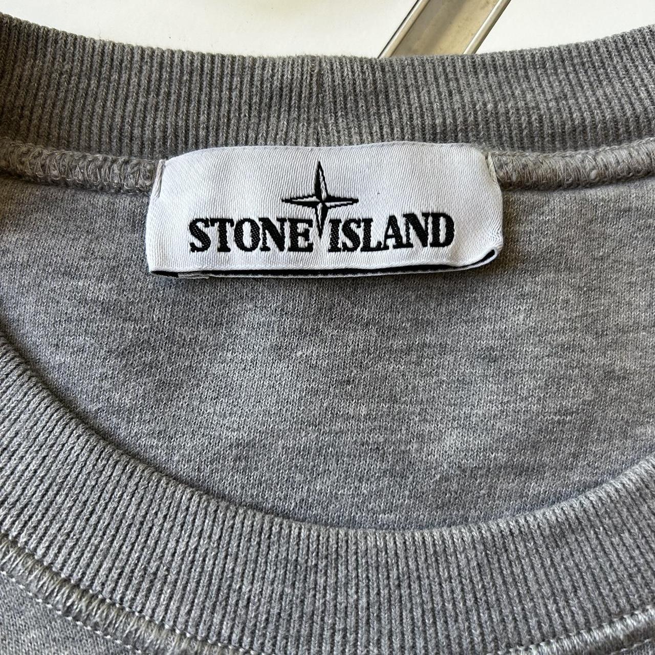 grey stone island jumper perfect condition still... - Depop