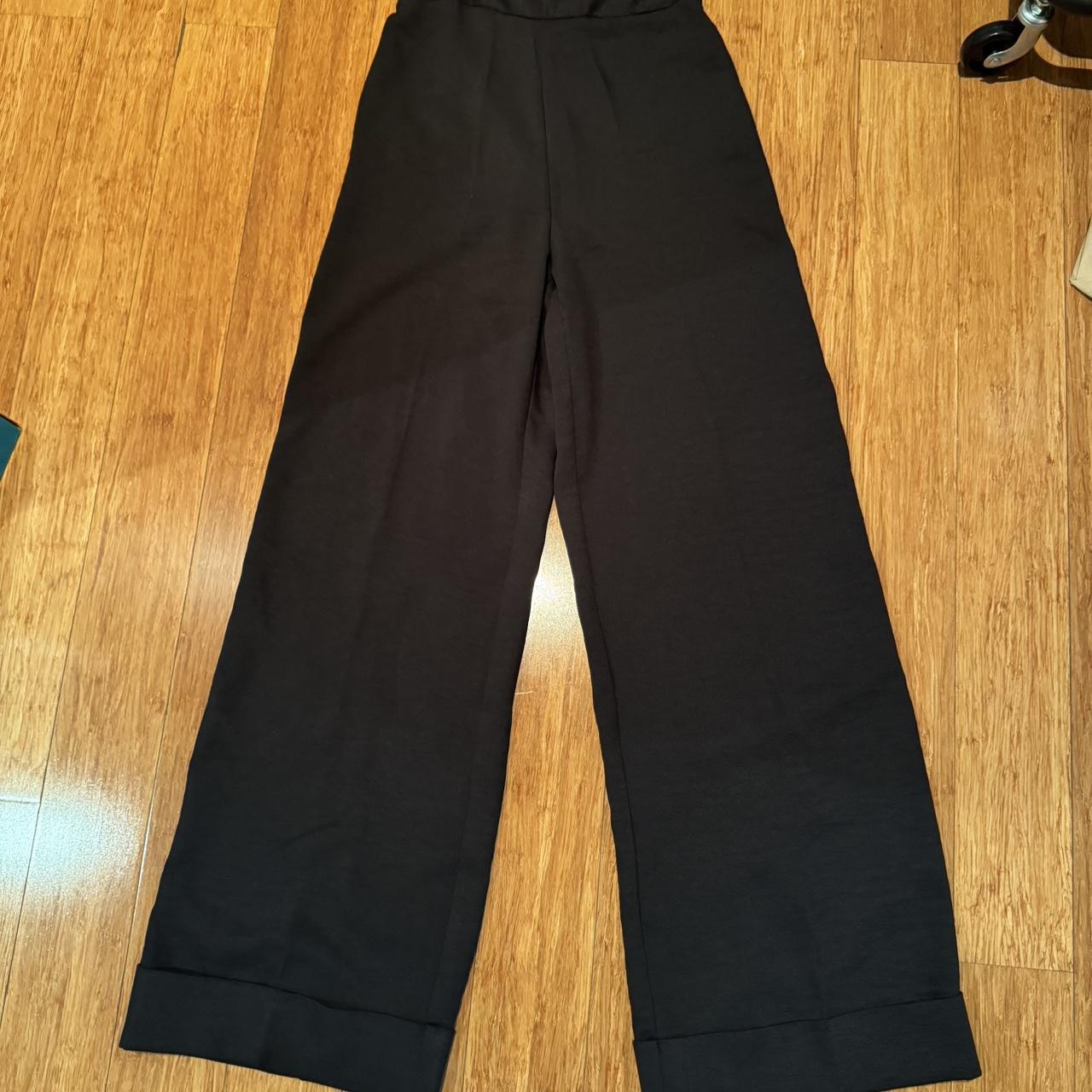 Oyster high waisted wide leg pants in black Size... - Depop