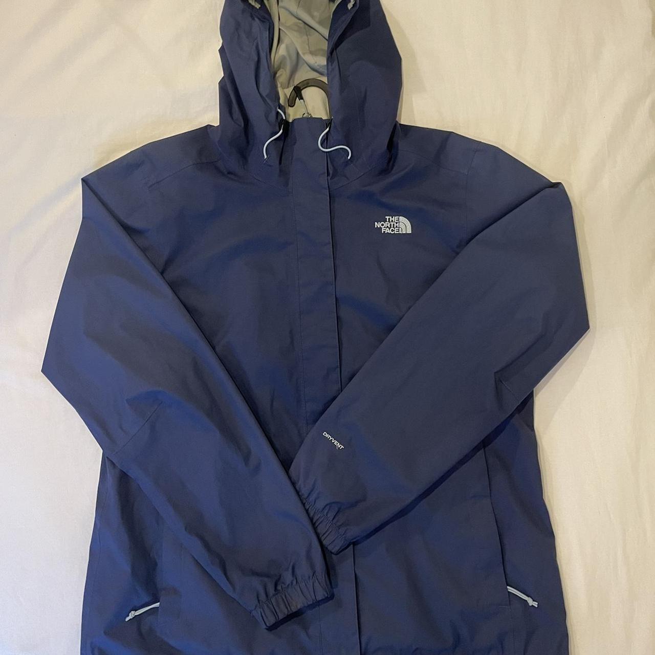 NORTH FACE DRYVENT JACKET, Navy with light blue... - Depop