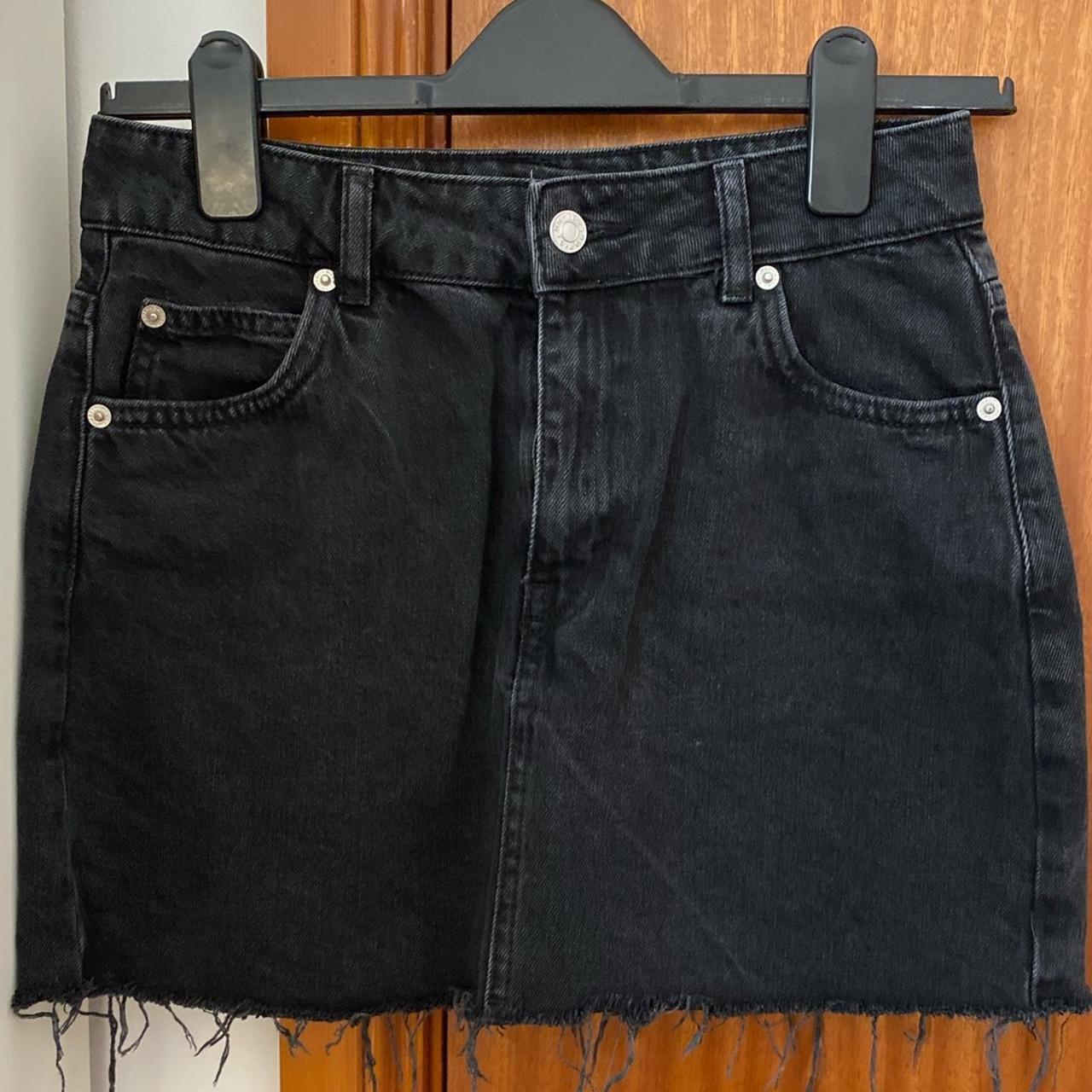 topshop black distressed denim skirt black denim